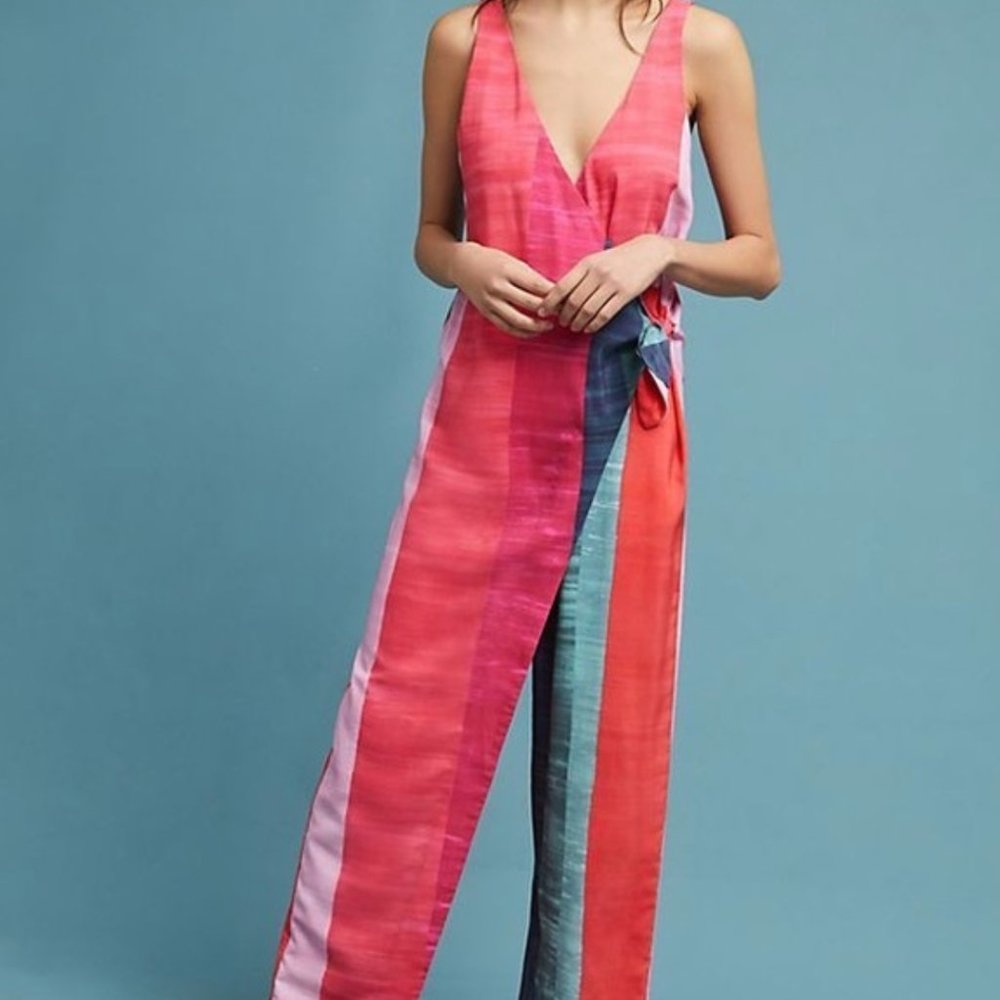 Mara Hoffman Striped Wrap Jumpsuit | Size Large.
